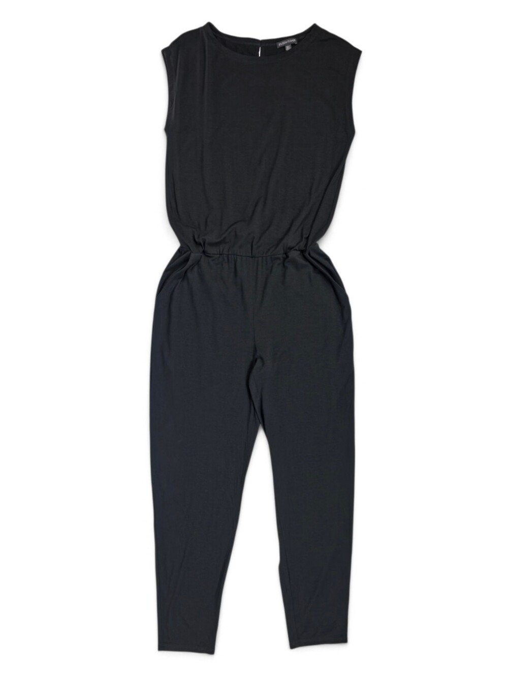 Eileen Fisher Jumpsuit XXS Black Viscose Jersey Sleeveless Tapered Elastic Waist
